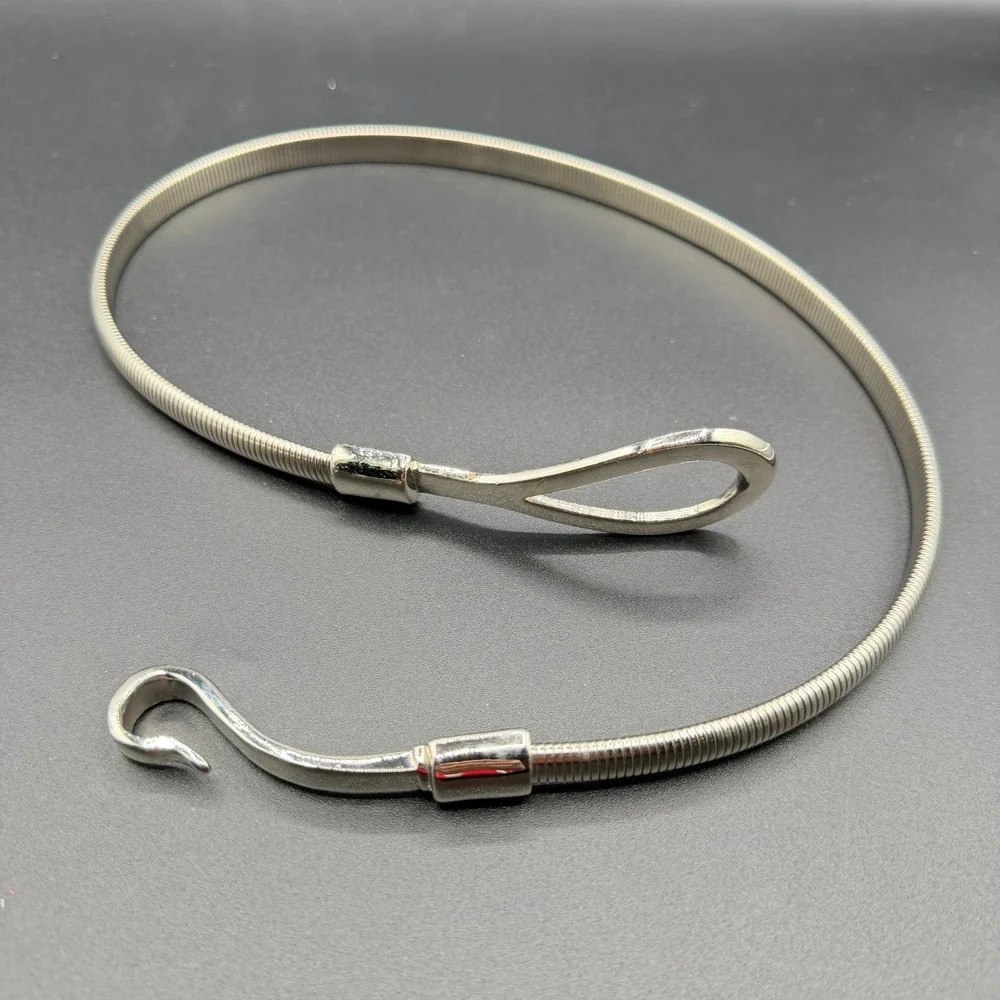 Silver Tone Flexible Snake Chain Necklace Hook Clasp Modern Minimalist Gift